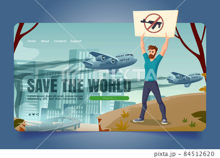 Save world banner with eco activist 84512620