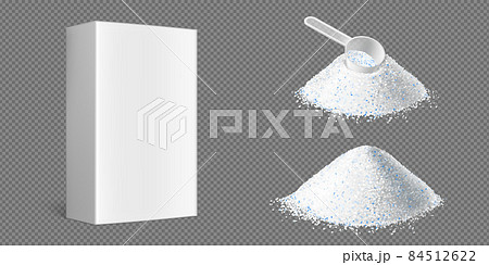 Washing powder piles with measuring scoop and box 84512622