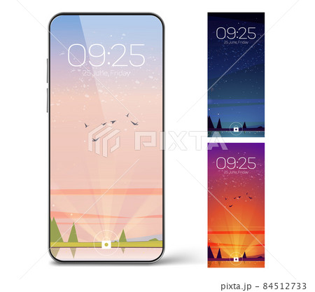 Smartphone lock screen with landscape 84512733