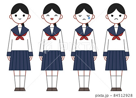 人物イラスト_女子高生表情セット 84512928
