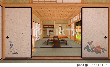 和風旅館と庭	 和風旅館と庭	 84513107