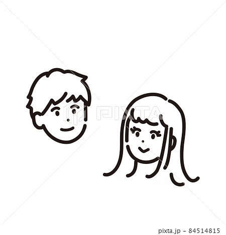 若い男女のシンプルなアイコンイラストのイラスト素材