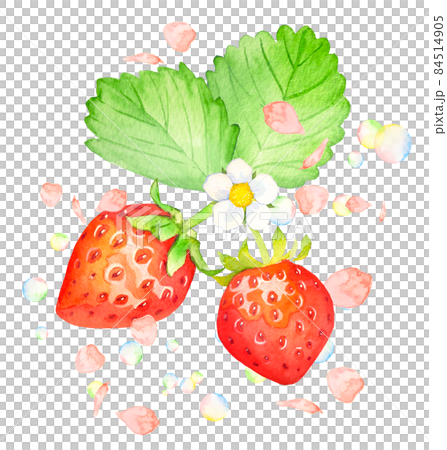イチゴとシャボン玉の春らしいイラストのイラスト素材