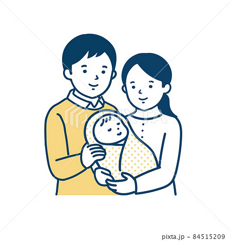 赤ちゃんを見つめる夫婦 84515209