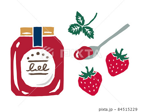 苺ジャム レトロなかわいいイラストのイラスト素材