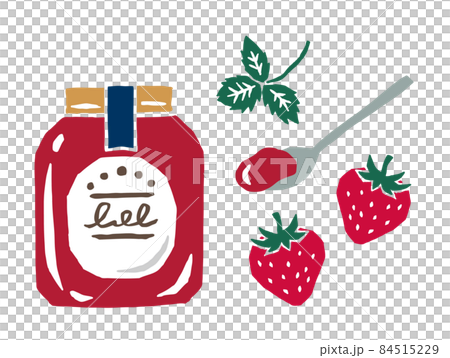 草莓果醬復古可愛插畫 草莓果醬復古可愛插畫 84515229