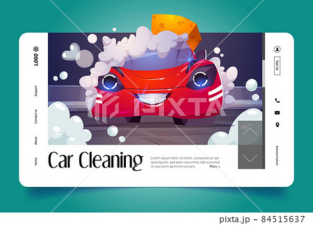 Car cleaning cartoon landing page happy automobile Car cleaning cartoon landing page happy automobile 84515637