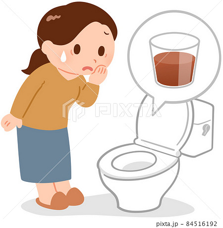 不安そうにトイレをのぞき込む女性(血尿) 不安そうにトイレをのぞき込む女性(血尿) 84516192