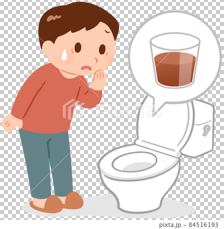 一個男人焦慮地看著廁所（血尿） 84516193