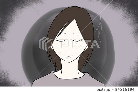 悩む1人の女性のイラスト 84516194