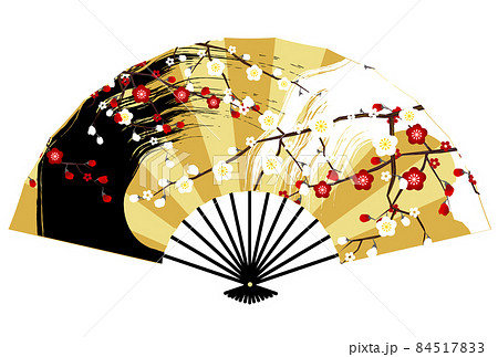 梅 扇子 和柄 アイコンのイラスト素材