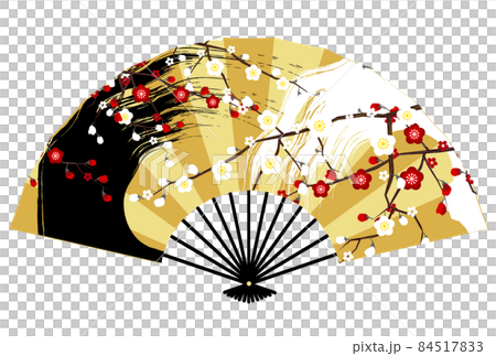 梅　扇子　和柄　アイコン 84517833