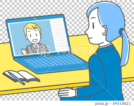 オンラインで面接を受ける女性 オンラインで面接を受ける女性 84519821