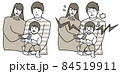 笑顔の子育て家族・困る子育て家族のイラスト 84519911