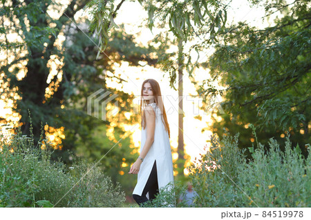 young girl on nature shows emotions 84519978