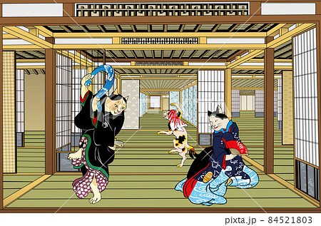 浮世絵 和室 その1&猫 浮世絵 和室 その1&猫 84521803