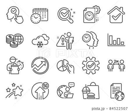 Science icons set. Included icon as Social distancing, Internet document, Service signs. Project deadline, 5g upload, Select user symbols. Histogram, Time management, Calendar time. Audit. Vector Science icons set. Included icon as Social distancing, Internet document, Service signs. Project deadline, 5g upload, Select user symbols. Histogram, Time management, Calendar time. Audit. Vector 84522507