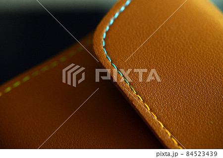 Brown leather stitch magnified handmade Brown leather stitch magnified handmade 84523439