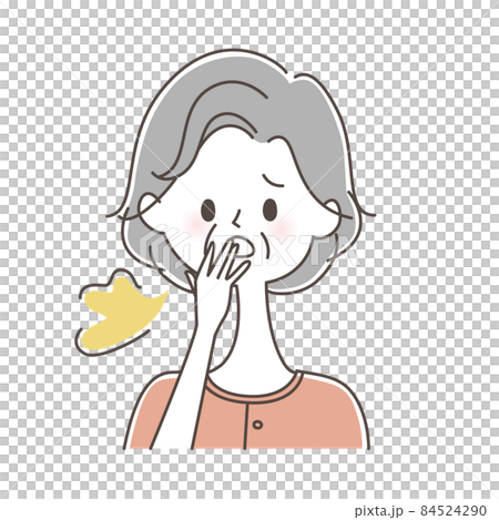 自分の口臭が気になるシニア女性 84524290