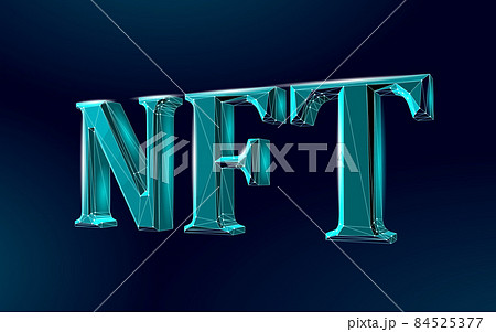 3D NFT Non Fungible unique cryptocurrency. Blockchain art crypto security code.Data stored digital photo object certificate ownership.Technology vector illustration 84525377