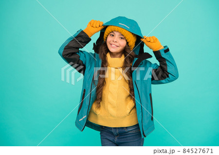 Ski resort concept. Winter collection. Child wear hat  84527671