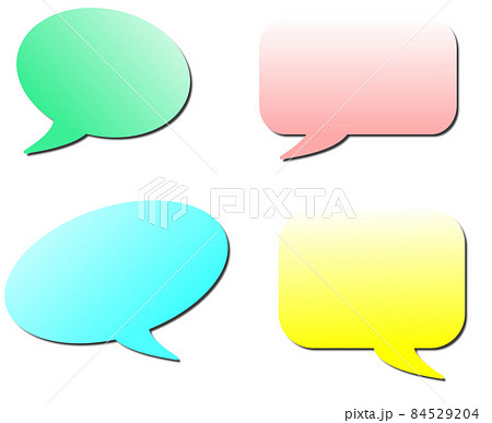 カラフルな吹き出しの種類別イラストのイラスト素材