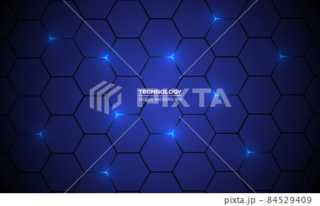 Dark blue hexagon technology futuristic abstract modern background, blue honeycomb texture grid. 84529409