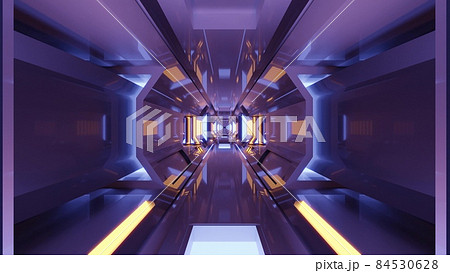 Moving futuristic tunnel with lights on 3d illustration in 4K UHD Moving futuristic tunnel with lights on 3d illustration in 4K UHD 84530628