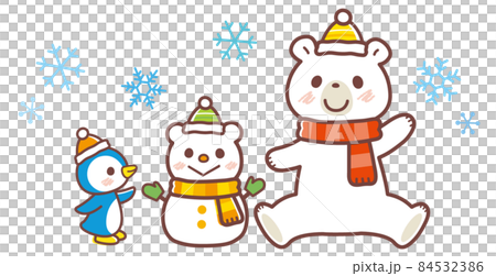 北極熊和雪人_棕線 北極熊和雪人_棕線 84532386