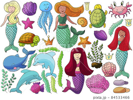 Set of illustrations on the marine theme 84533466