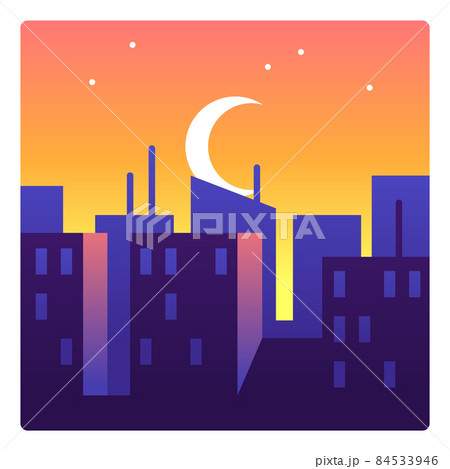 City landscape at twilight. Evening time street view 84533946