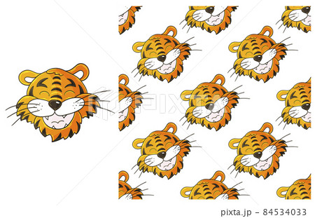 Cute Set of element and seamless pattern. Ideal for children's clothing 84534033