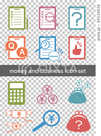 Icon set that can be used for business, investment, contracts, etc. such as money and check sheets 84534838