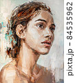 Brown-eyed girl on a white background. 84535962
