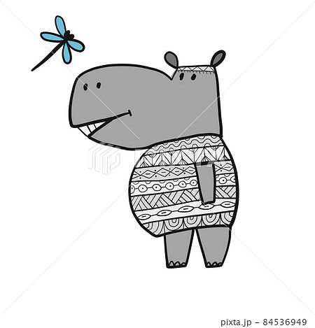Hippopotamus, cute hippo character for your design 84536949