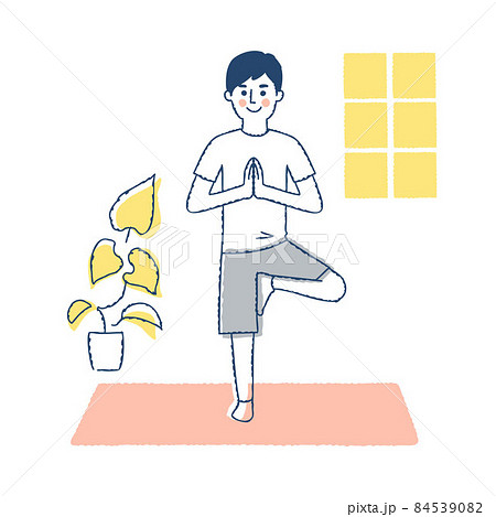 ヨガのポーズをしている男性 84539082