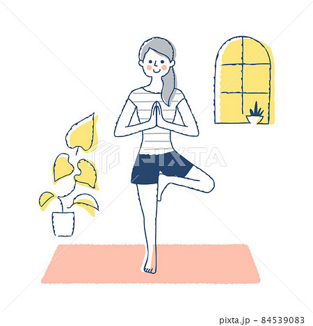 ヨガのポーズをしている女性 84539083