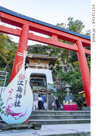 【神奈川県】迫力のある江島神社の朱の鳥居 84541134