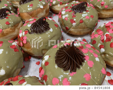 Hanukkah donuts on the counter of a candy store 84541808