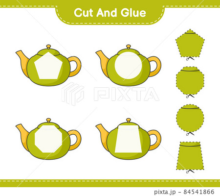 Cut and glue, cut parts of Teapot and glue them. Educational children game, printable worksheet, vector illustration Cut and glue, cut parts of Teapot and glue them. Educational children game, printable worksheet, vector illustration 84541866