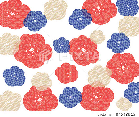和柄の梅の花のパターン背景イラストのイラスト素材