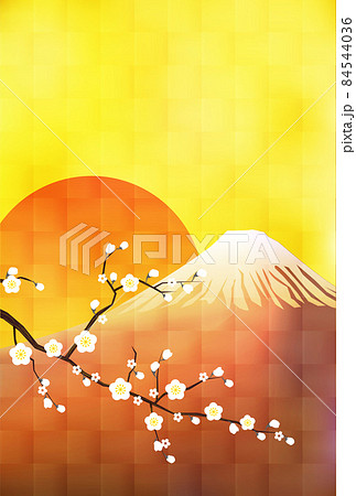 富士山　梅　和柄　背景 84544036