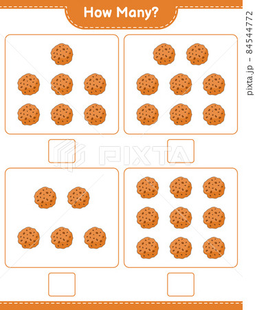 Counting game, how many Cookie. Educational children game, printable worksheet, vector illustration Counting game, how many Cookie. Educational children game, printable worksheet, vector illustration 84544772