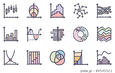 Chart color vector doodle simple icon set 84545321