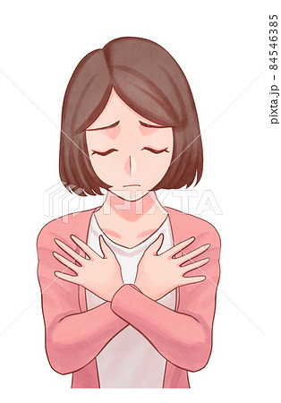 胸に傷を負う女性のイラスト 胸に傷を負う女性のイラスト 84546385