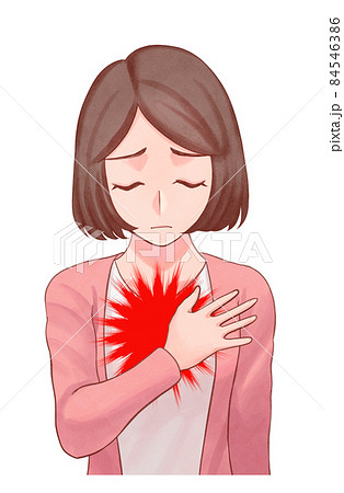 胸に傷を負う女性のイラストのイラスト素材