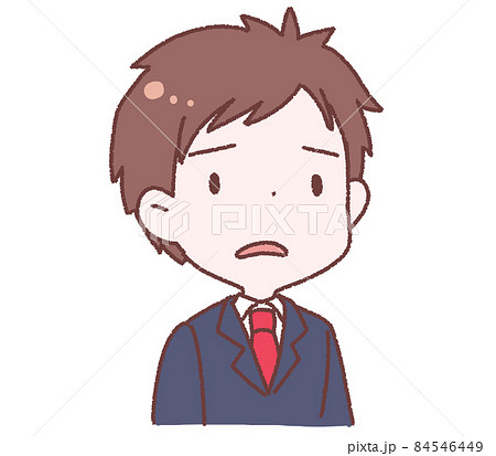 疑念と悲しみの入り混じった複雑な表情のサラリーマン男性のイラスト素材 [84546449] - PIXTA