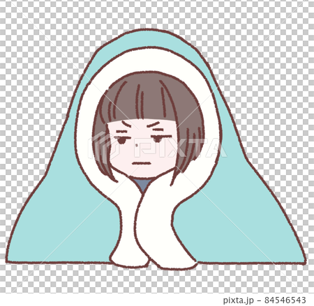 布団をかぶり、働きたくないなと考える女性 84546543