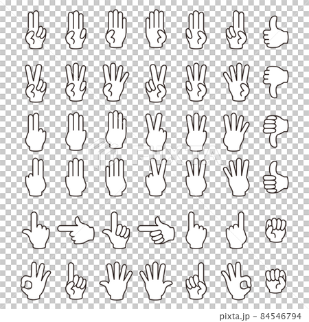 Hand icon line drawing vector illustration set (hand sign) 84546794
