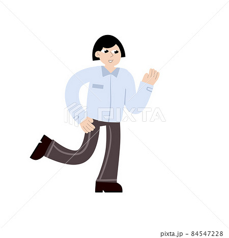 Business character. Woman in a shirt run. Hurry and tardiness. Trendy flat cartoon illustration 84547228